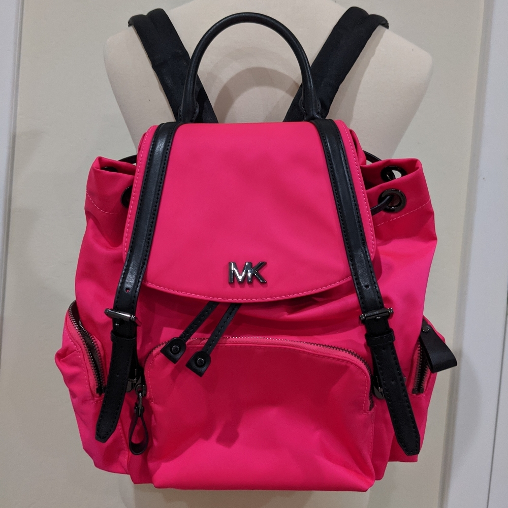 NWOT Hot Pink and Black MK Michael Kors Backpack PURSE.